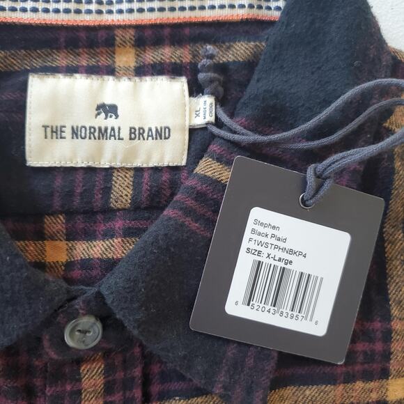 The Normal Brand Shirt Mens X-Large Black Plaid Stephen Long Sleeve Button Up - Picture 3 of 7